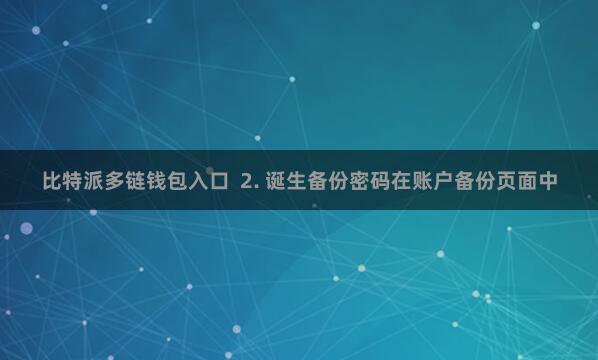 比特派多链钱包入口 2. 诞生备份密码在账户备份页面中