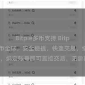 Bitpie多币支持 Bitpie APP直连火币全球,安全便捷,快速交易,绑定账号即可直接交易,无需离开Bitpie平台。
