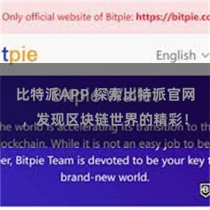 比特派APP 探索比特派官网,发现区块链世界的精彩!