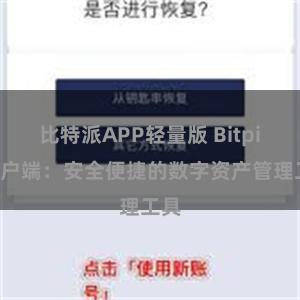比特派APP轻量版 Bitpie客户端：安全便捷的数字资产管理工具