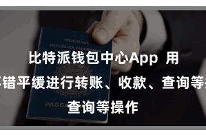 比特派钱包中心App  用户不错平缓进行转账、收款、查询等操作