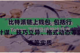 比特派链上钱包  包括行业计谋、技巧立异、格式动态等实质